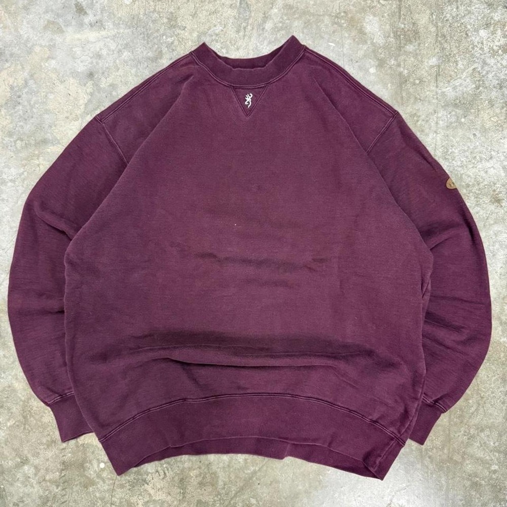 Vintage Browning Burgundy Heavyweight Crewneck Sweatshirt Mens L Y2K Buckmark